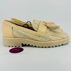 Franco Sarto Women's Carolynn Natural Raffia Tassel Loafers Size 6